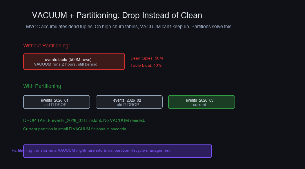 VACUUM and partitioning — DROP partition instead of cleaning dead tuples
